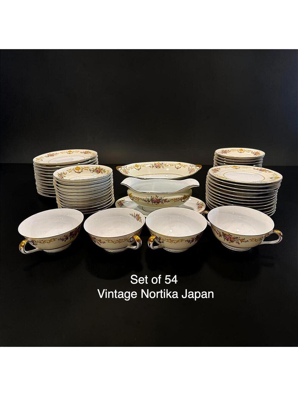 Vintage Noritake Japan Floral Gold China Dinnerware - 54 PCS - 10254